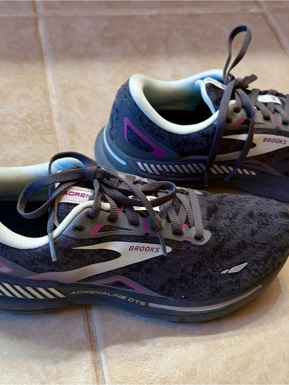 Brooks Women's Athletic Running Shoes - Gray with purple and mint green